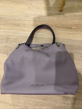 Michael Kors Lavender Pebble Leather Shoulder Bag with Silver Hardware